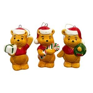 Winnie The Pooh Vintage Ceramic Ornaments Set of 3 Walt Disney Productions